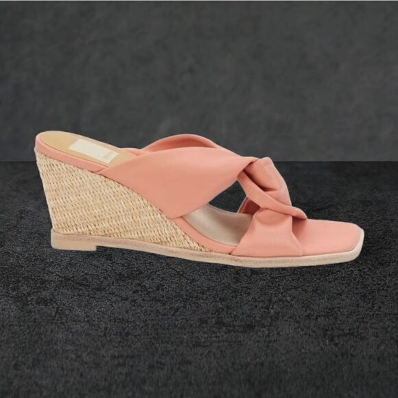 NIB DOLCE VITA Ninna Knotted Wedge Sandals Coral - Picture 2 of 5